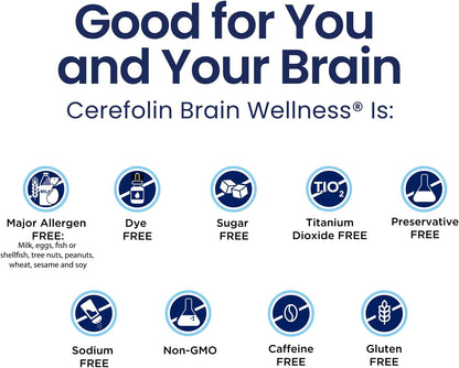 Cerefolin Brain Wellness, Targeted Nutrition for Cognitive Support, Improves Memory, Focus & Concentration, L-Methylfolate, NAC, B12, Neurologist Recommended (30 Count)
