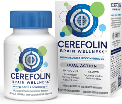 Cerefolin Brain Wellness, Targeted Nutrition for Cognitive Support, Improves Memory, Focus & Concentration, L-Methylfolate, NAC, B12, Neurologist Recommended (30 Count)